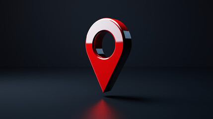 Red location pin on a black background