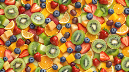 Fototapeta premium Seamless Texture of Fruit Salad [Realistic Patterns] [Natural Colors] [Soft Lighting] [High Resolution]