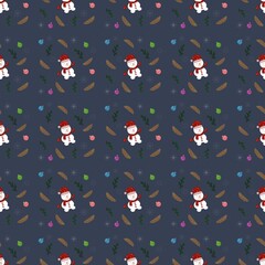 Pattern Christmas theme with snowman on the blue background 