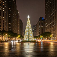 Fototapeta premium christmas tree with town