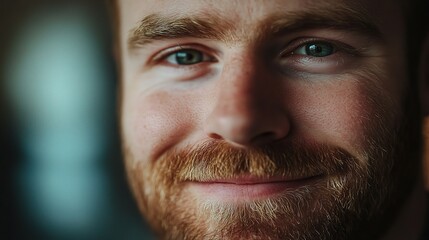 Obraz premium Smiling Man with Beard and Bright Eyes