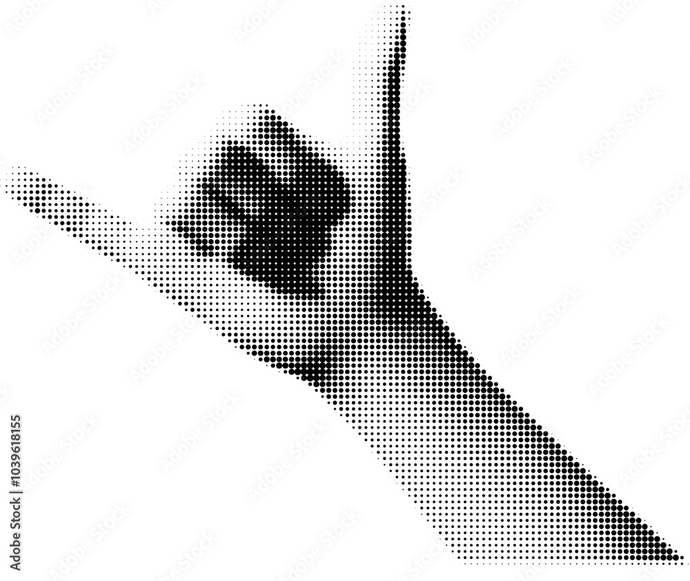 Wall mural vector element in retro halftone style. human hand gesturing with halftone dotted pattern. pop art p