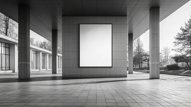 a blank billboard on the side of a building in a city