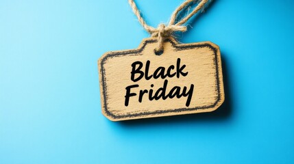 A rustic wooden tag prominently features the phrase Black Friday, highlighting the festive shopping atmosphere during the holiday season