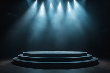 Obraz premium Empty Stage With Spotlights and Smoke