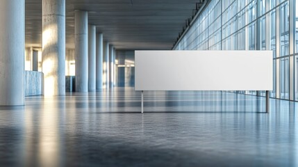 Blank sign in minimalist hallway, showcase your message with style empty