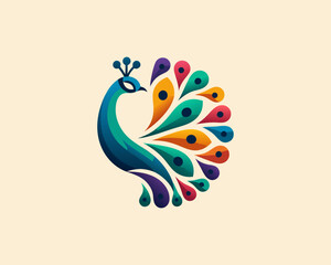 Obraz premium Peacock bird logo design vector illustration