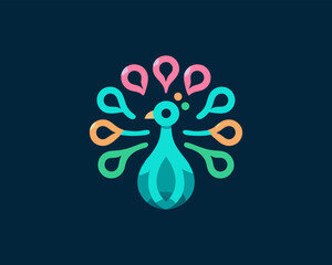 Peacock bird logo design vector illustration