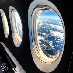 Naklejka premium Aerial view of the Earth from airplane window