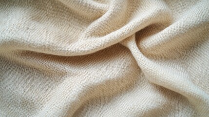 Closeup beige fabric texture, detailed textile pattern background 