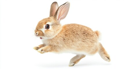 Fototapeta premium A cheerful rabbit isolated on a white background
