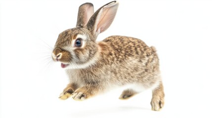 Fototapeta premium A cheerful rabbit isolated on a white background