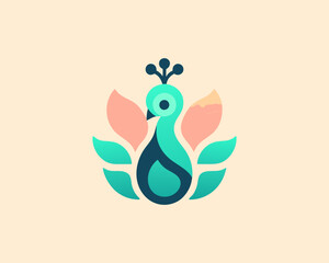 Fototapeta premium Peacock bird logo design vector illustration