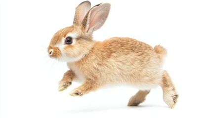 Fototapeta premium A cheerful rabbit isolated on a white background