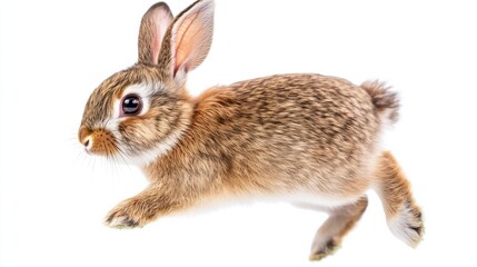 Obraz premium A cheerful rabbit isolated on a white background