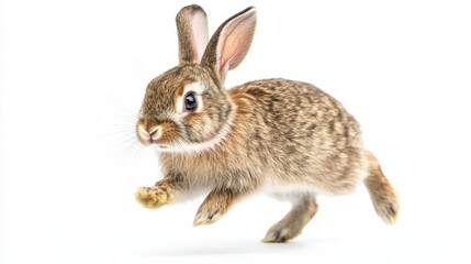A cheerful rabbit  isolated on a white background