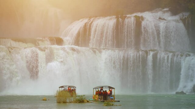 view of Detian or Ban Gioc waterfall, Cao Bang, Vietnam. Ban Gioc waterfall is one of the top 10 waterfalls in the world