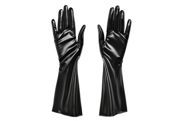Obraz premium Elegant black latex gloves, perfect for fashion, style, and sophistication. Ideal for high-fashion events and costume design.