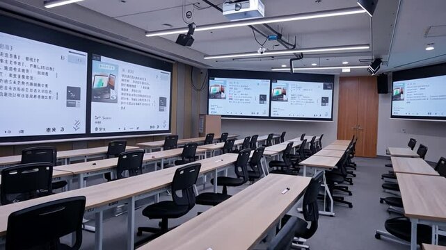 Digital classrooms equipped with smart boards and AI-powered learning aids.