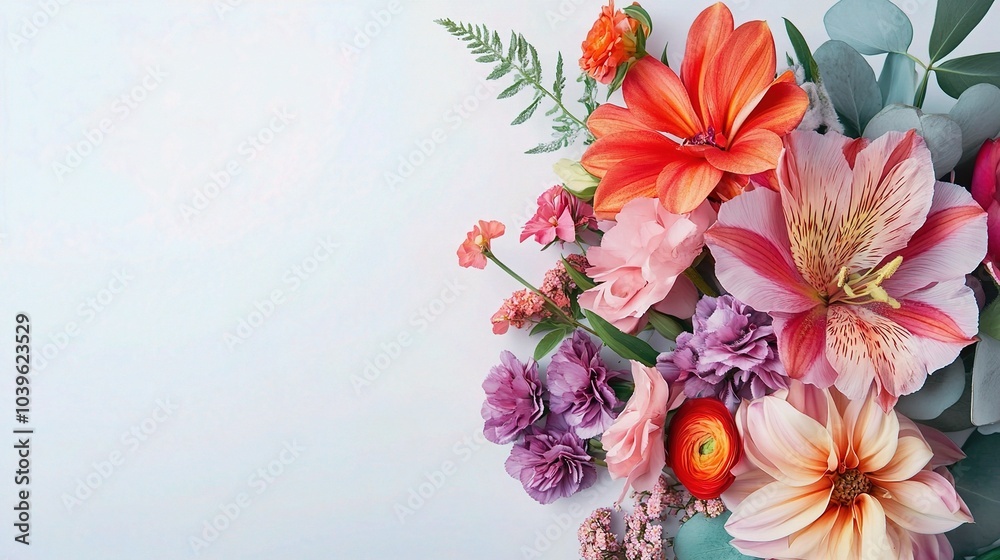 Poster Vibrant Floral Arrangement on Light Background