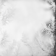 Delicate frost crystals forming intricate patterns on a windowpane, evoking the serene beauty of a cold winter morning