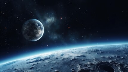 fictional moon in outer space on starry background