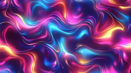 Fototapeta premium Psychedelic seamless wallpaper pattern with swirling shapes and vibrant neon gradients, soft textures, glowing edges