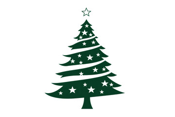 Obraz premium Elegant silhouette of a Christmas tree with star accents, creating a festive and joyful holiday atmosphere. Perfect for seasonal designs.