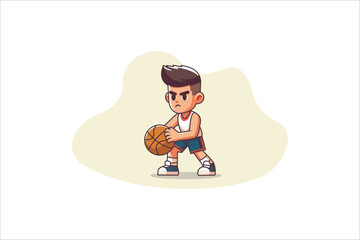 Basketball player playing basketball vector illustration.