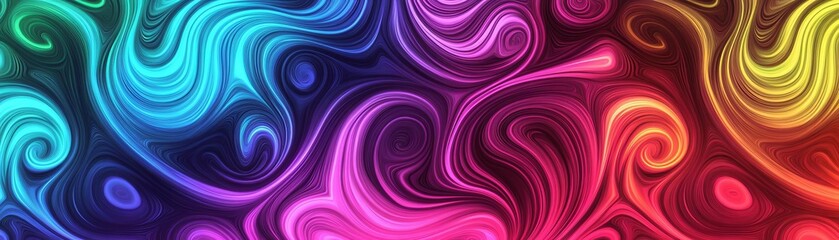 Obraz premium Seamless psychedelic swirl pattern with neon gradients, soft textures, vibrant colors, flowing design