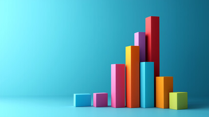 3D bar chart with colorful blocks