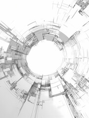 Obraz premium Abstract 3D rendering of a circular, futuristic structure with a white background.