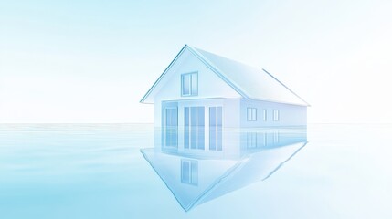 A house is reflected in the water