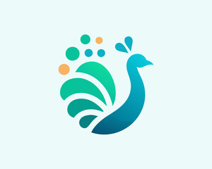 Fototapeta premium Colorful Peacock bird logo icon design vector illustration 