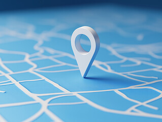 White location pin on a blue map