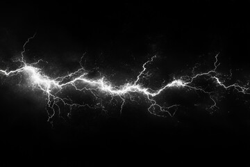 This monochromatic image reveals an abstract pattern of bright lightning streaks across a deep, dark sky, an artistic interpretation of nature's raw energy.
