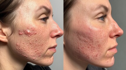 Obraz premium Before and After Acne Scars Treatment.