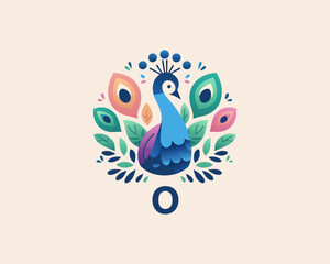 Colorful Peacock bird logo icon design vector illustration
