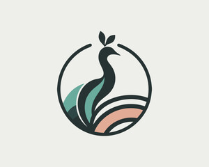 Colorful Peacock bird logo icon design vector illustration
