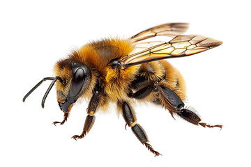 Side view of a mining bee burrowing isolated on transparent background