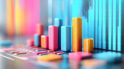 Obraz premium Financial data analysis with colorful bar charts on a screen
