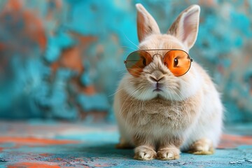 Trendy White Rabbit with Stylish Sunglasses – Animal Fashion Icon