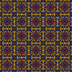 Ceramic tile in talavera style. Seamless colorful patchwork tile with Islam, Arabic, Indian, ottoman motifs