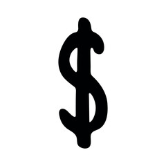 Fototapeta premium Hand drawn dollar currency symbol. Brush stroke doodle. Single element for design