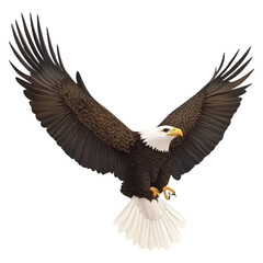 Fototapeta premium 3D cartoon vector realistic illustration of an eagle flying, on a white background.