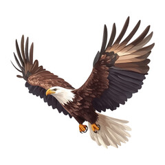 3D cartoon vector realistic illustration of an eagle flying, on a white background.