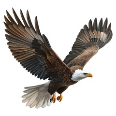 Obraz premium 3D cartoon vector realistic illustration of an eagle flying, on a white background.