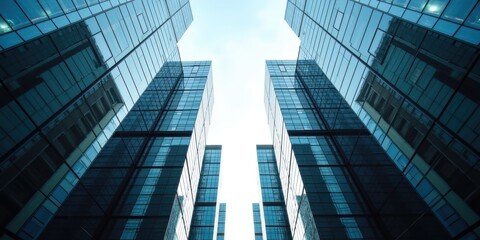 A captivating view of modern airport architecture, showcasing sleek glass buildings that reflect a dynamic travel environment.