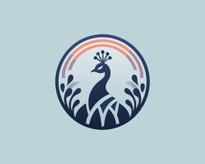 Colorful Peacock bird logo icon design vector illustration
