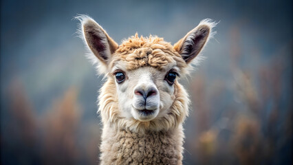 Obraz premium Close-up portrait of an alpaca, in a natural 